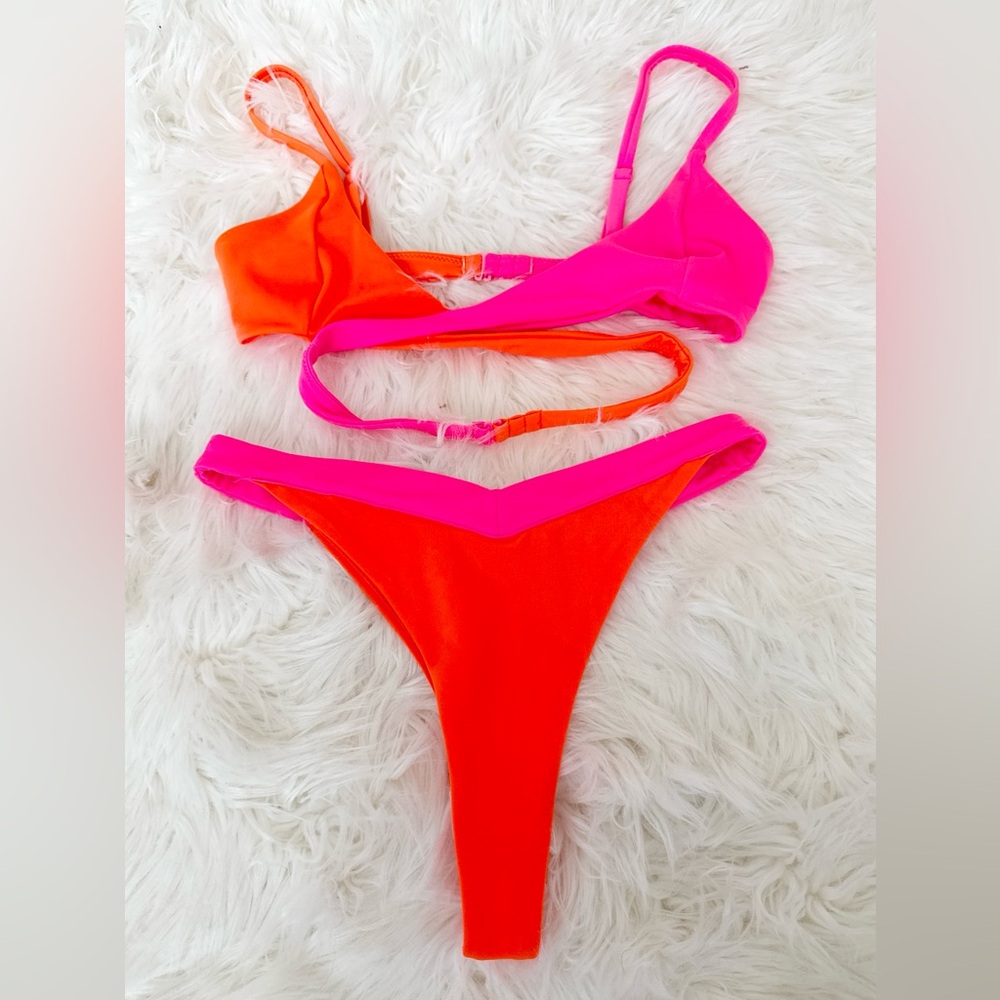 Parade Orange and Pink Bikini Set
